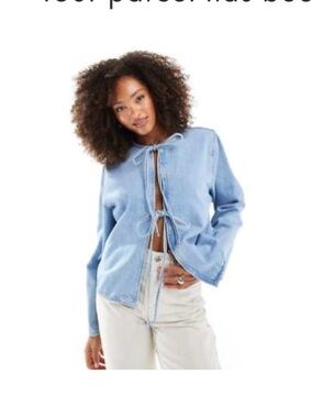 ASOS Light Blue Denim Tie-Front Jean Jacket